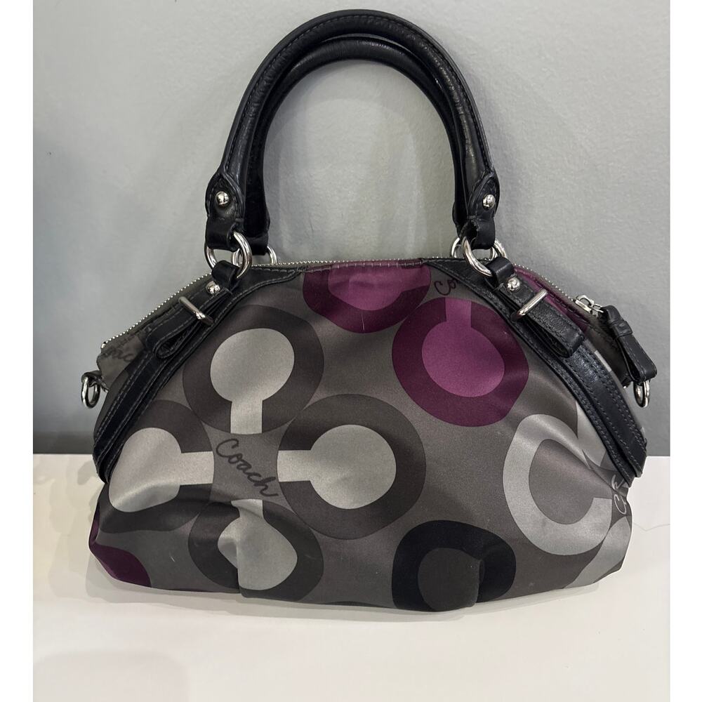 Coach Madison Sophia Clover Logo Sateen Bag Purse Purple Tones - Picture 2 of 10